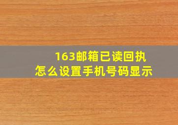 163邮箱已读回执怎么设置手机号码显示