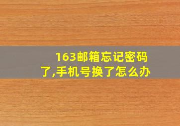 163邮箱忘记密码了,手机号换了怎么办