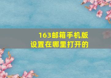 163邮箱手机版设置在哪里打开的