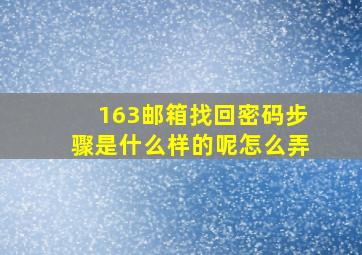 163邮箱找回密码步骤是什么样的呢怎么弄