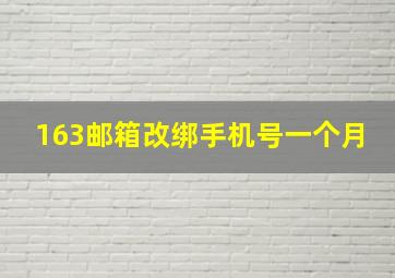 163邮箱改绑手机号一个月