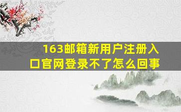 163邮箱新用户注册入口官网登录不了怎么回事