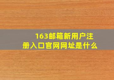 163邮箱新用户注册入口官网网址是什么