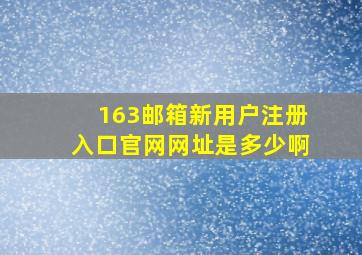 163邮箱新用户注册入口官网网址是多少啊