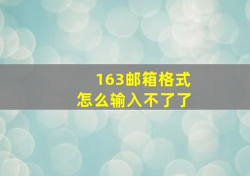 163邮箱格式怎么输入不了了