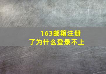 163邮箱注册了为什么登录不上