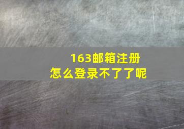 163邮箱注册怎么登录不了了呢