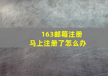 163邮箱注册马上注册了怎么办