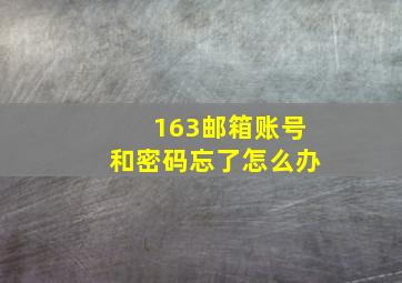 163邮箱账号和密码忘了怎么办