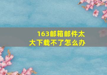 163邮箱邮件太大下载不了怎么办