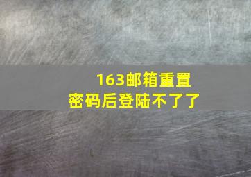 163邮箱重置密码后登陆不了了