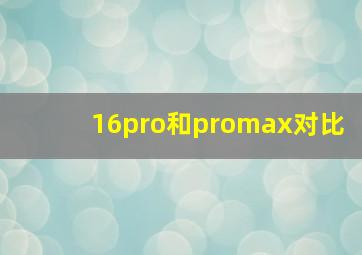 16pro和promax对比