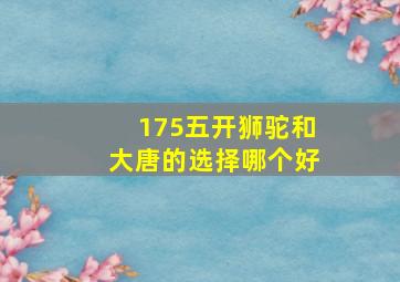 175五开狮驼和大唐的选择哪个好