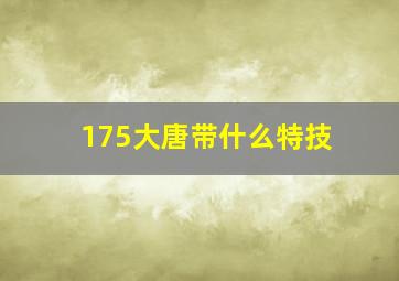 175大唐带什么特技