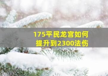 175平民龙宫如何提升到2300法伤