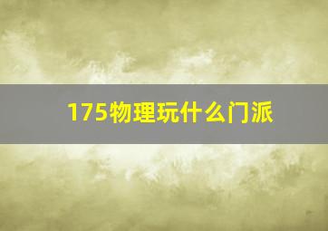 175物理玩什么门派