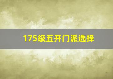 175级五开门派选择