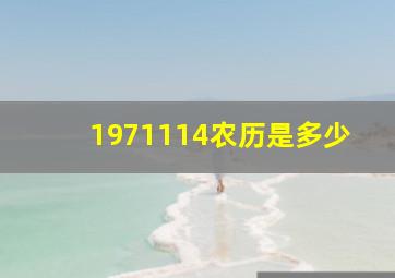 1971114农历是多少