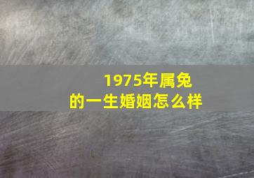 1975年属兔的一生婚姻怎么样