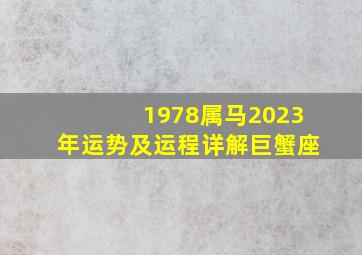 1978属马2023年运势及运程详解巨蟹座