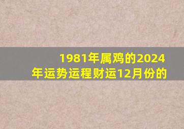 1981年属鸡的2024年运势运程财运12月份的