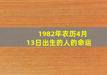 1982年农历4月13日出生的人的命运