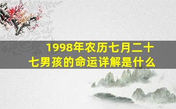 1998年农历七月二十七男孩的命运详解是什么