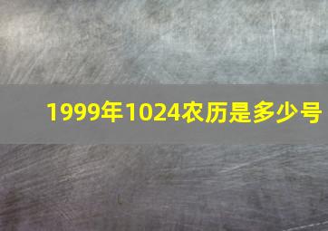 1999年1024农历是多少号