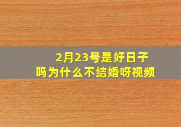 2月23号是好日子吗为什么不结婚呀视频