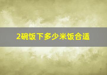 2碗饭下多少米饭合适