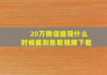 20万微信提现什么时候能到账呢视频下载