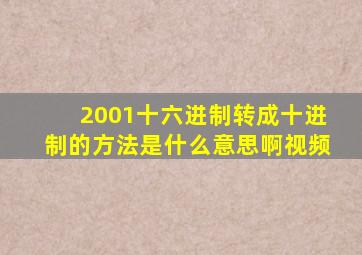 2001十六进制转成十进制的方法是什么意思啊视频