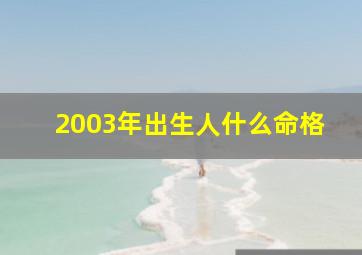 2003年出生人什么命格