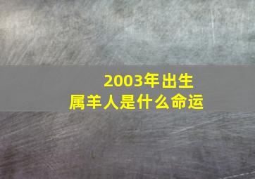 2003年出生属羊人是什么命运