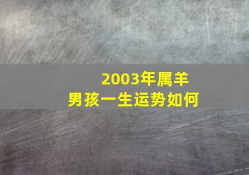 2003年属羊男孩一生运势如何