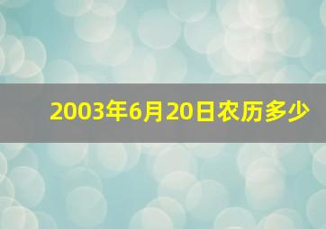 2003年6月20日农历多少