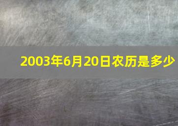 2003年6月20日农历是多少