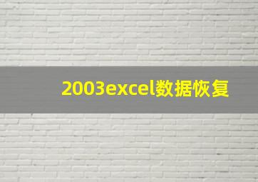 2003excel数据恢复