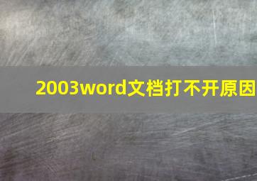 2003word文档打不开原因