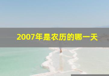 2007年是农历的哪一天