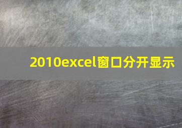 2010excel窗口分开显示