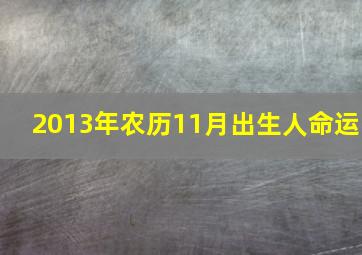 2013年农历11月出生人命运