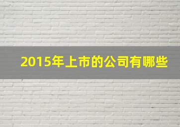 2015年上市的公司有哪些