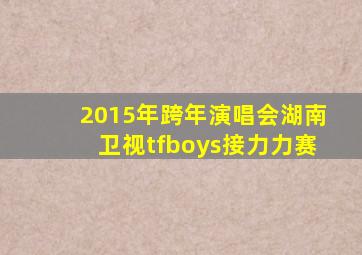 2015年跨年演唱会湖南卫视tfboys接力力赛