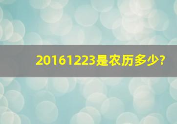 20161223是农历多少?