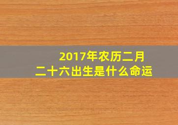 2017年农历二月二十六出生是什么命运