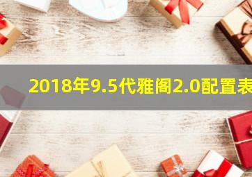 2018年9.5代雅阁2.0配置表