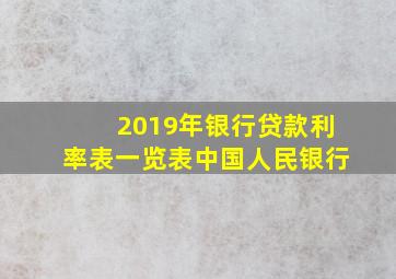 2019年银行贷款利率表一览表中国人民银行