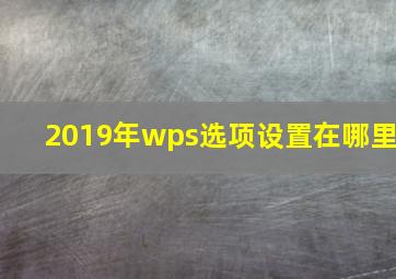 2019年wps选项设置在哪里