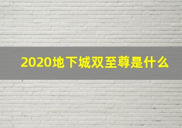 2020地下城双至尊是什么